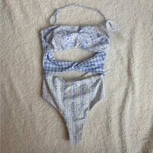 Altar'd State Blue Floral One Piece Swimsuit